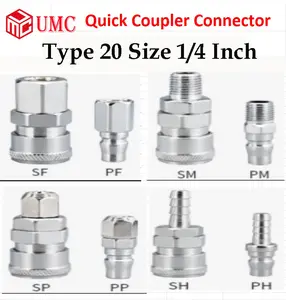Quick Coupler SP20 PP20 SH20 PH20 SM20 PM20 SF20 PF20 Connector Kompresor Angin 1/4 Inch