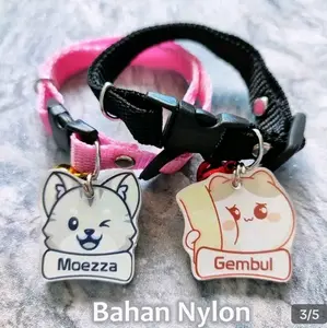 Rikwes Kalung Kucing & Anjing Nama No HP Bahan Nylon Moezza Gembul Tali Lembut Nyaman