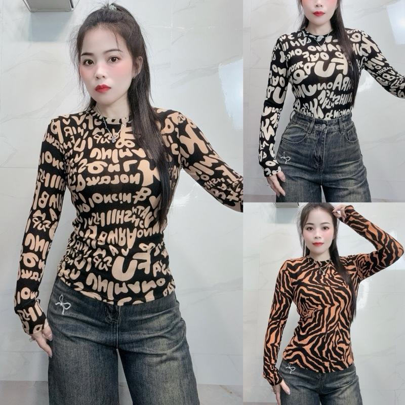 10 - Áo lưới hoạ tiết Tay Dài [FOM ÔM] mềm mát.