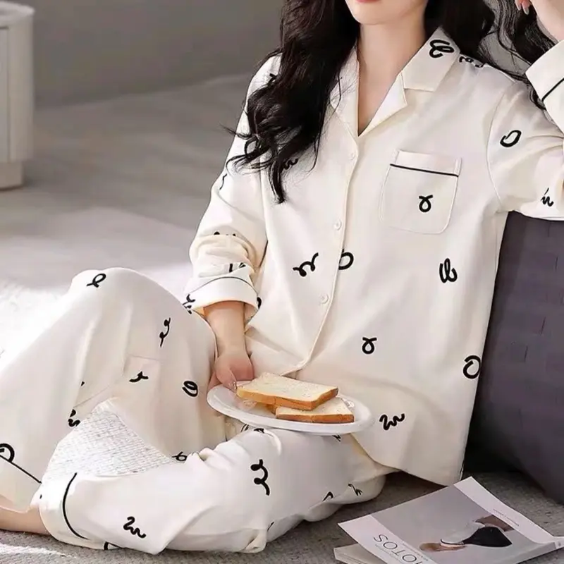 Piyama Set Import Bahan Katun Lembut Motif Nyaman Fit Lengan & Celana Panjang Premium Quality Piyama Wanita 2