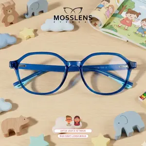 Mosslens Kacamata Anak Anti Blue Light Radiasi Bisa Minus Silinder Frame Lentur TR90 Goemetric 5360