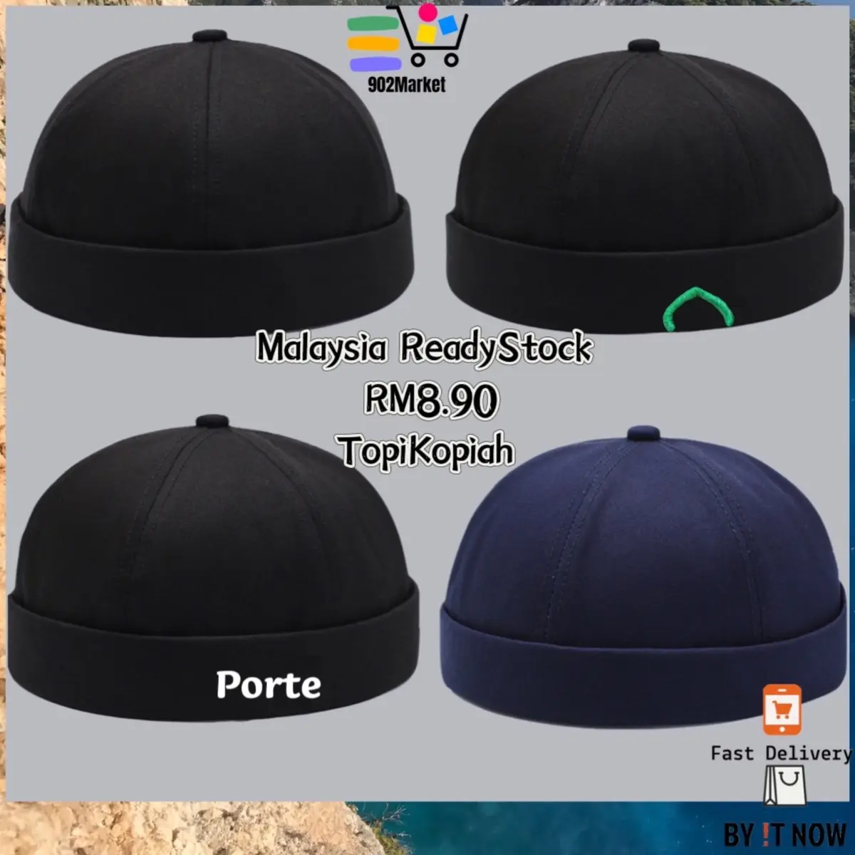 902Market Fashion Style Topi Kopiah Viral Trend Sailor Cap Songkok Street Casual Cap Brimless Cap Topi Viral Topiah Fashion