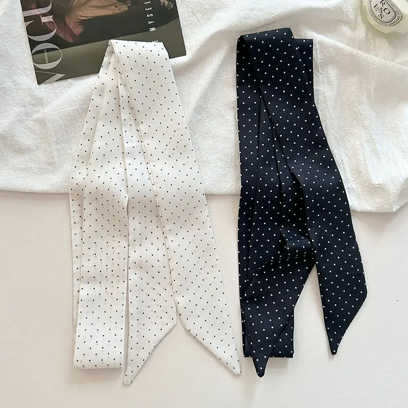 Syal Panjang Polkadot Serbaguna untuk Wanita, Sempurna untuk Menata Rambut, Aksesori Tas, dan Aksesoris Leher