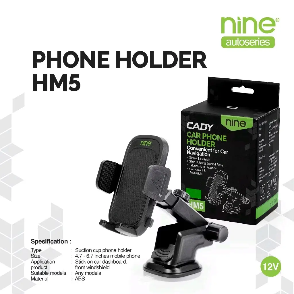 CADY Phone Holder Suction Cup Automatic Lock 360° Universal Dashboard Car HM5 - Nine Autoseries
