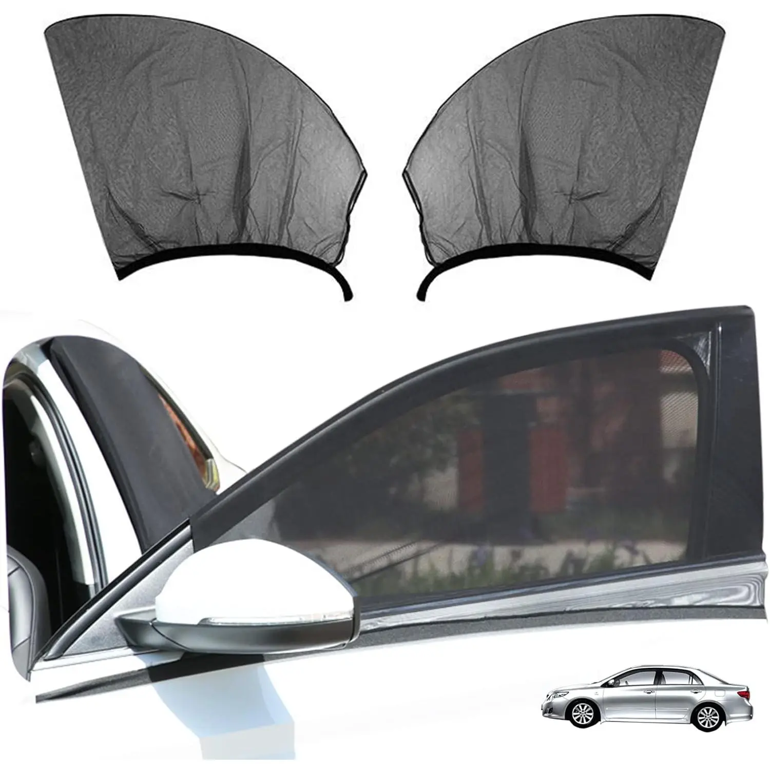2 pieces car window visor, breathable mesh car side window visor, insect protection, UV protection and car camping mosquito net, child, infant, adult privacy protection