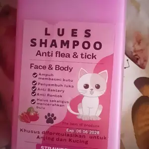 lues sampo kucing  anti kutu dan rontok  jamur, bakteri dan pelembut bulu netto 1 liter cairan tanpa air anjing & kucing