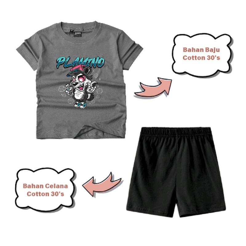 Plamino Setelan Anak Laki Perempuan Motif Hewan Tupai Set Kaos Dan Celana Fashion 1