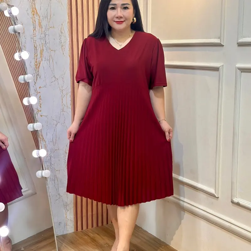 FINA BIGSIZE - (NESYA) DRESS PLISKET WANITA JUMBO BIGSIZE KEKINIAN 8