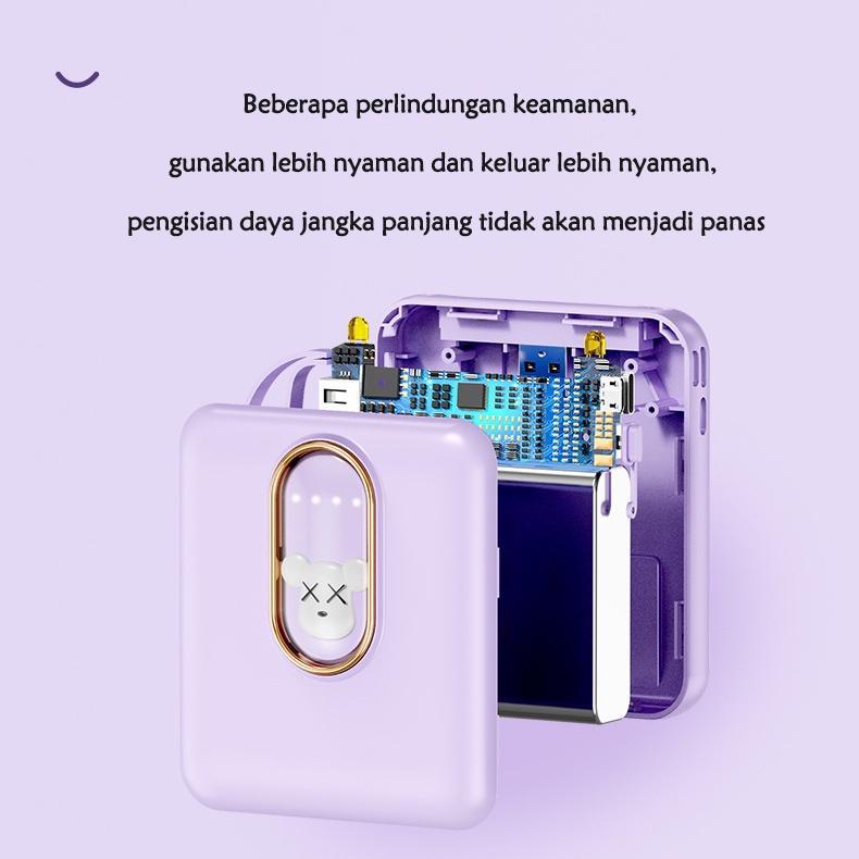 PowerBank Mini 20000mAh Ultimate Backup Battery Cute Kaws Good Quality with 4 Charging Cable Fast Charge 20000mAh Powerbank Charger for Samsung iPhone Jam Pengisian Cepat 2.0