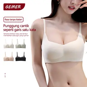 GEMER Bra Cup B Push-Up Tanpa Kawat Tanpa Jahitan dan Tak Terlihat Pakaian Dalam Wanita Cup Lebar untuk Kenyamanan Maksimal