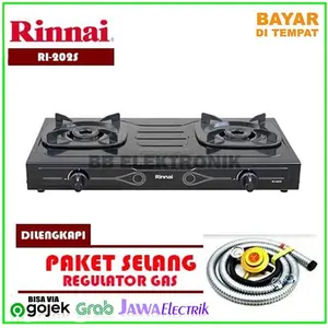 RINNAI RI-202S Kompor Gas 2 Tungku Teflon FREE Selang Paket Regulator