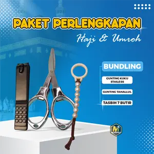 MUMTAZINDO - Paket Perlengkapan Haji dan Umroh Bundling Gunting Kuku Stainless Gunting Tahallul Tasbih 7 Butir untuk Ibadah