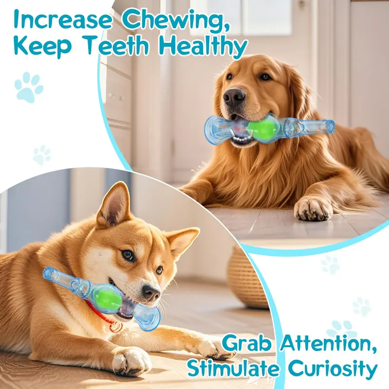 【Chewers may damage please note!!】Pawaboo Blue Water Bottle Interactive Dog Toy for Aggressive Chewers,Chew Toys With a Tennis Ball,Squeaky Dog Toys for Small Medium Dogs,Ball in a bottle,Interactive 4