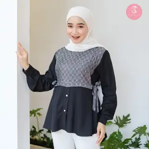Lory Blouse - Atasan Wanita Korea Vest Lengan Panjang - Bahan Rayon Twill dan Jaguar Viscose - by Synthesa Clothing