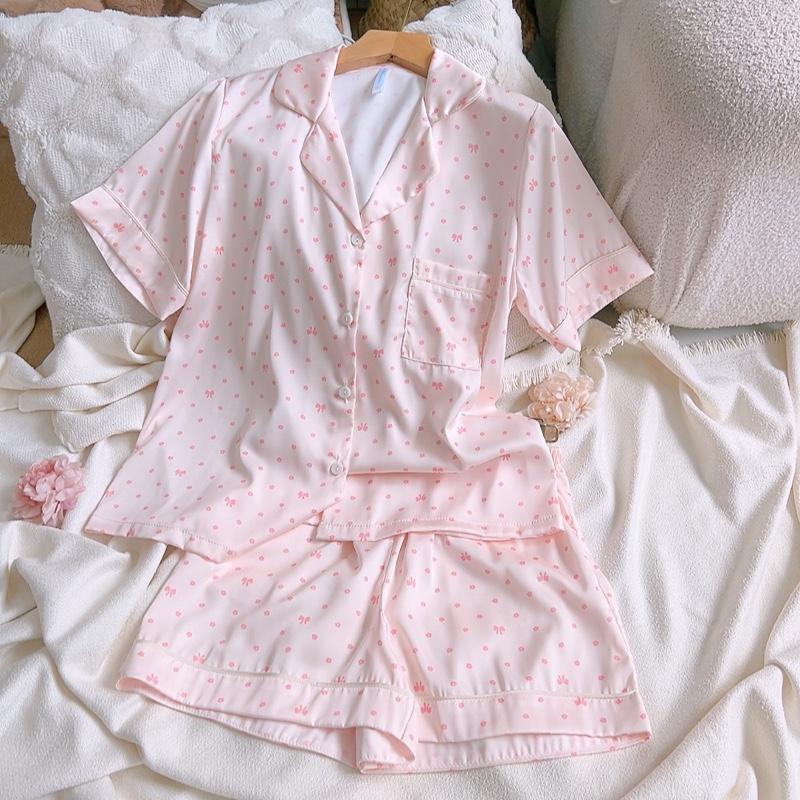 Maisleepwear Bộ Pijama Áo Tay Ngắn Quần Ngắn Họa Tiết Lụa Mặc Nhà MS1254