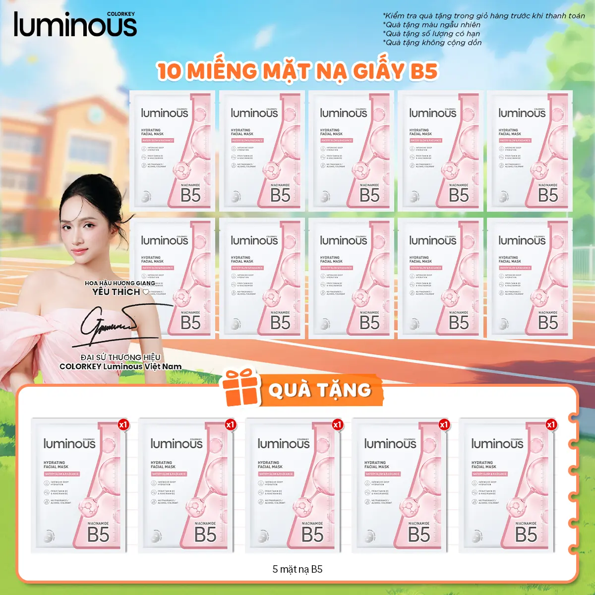 COMBO 10 Miếng Tặng 5 Miếng Mặt Nạ Giấy COLORKEY LUMINOUS Hỗ Trợ Cấp Ẩm PHIÊN BẢN NÂNG CẤP MỚI 25ml/miếng