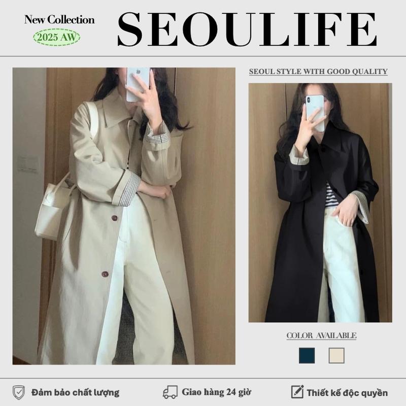  SEOULIFE| Áo Khoác Ngoài Mùa Thu Phong Cách Hàn Quốc Kaki Chất Liệu Cao Cấp Phiên Bản Mới Nhất 2025 Cho Phụ Nữ 