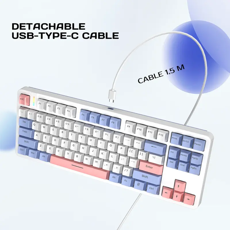 FURYCUBE G87 Wired Mechanical Keyboard 87 Keys 85% Layout Gasket Keyboard Type-c to USB  Cable Swappable Noah Silver/Mute Switch Computer Gaming Keyboard 4