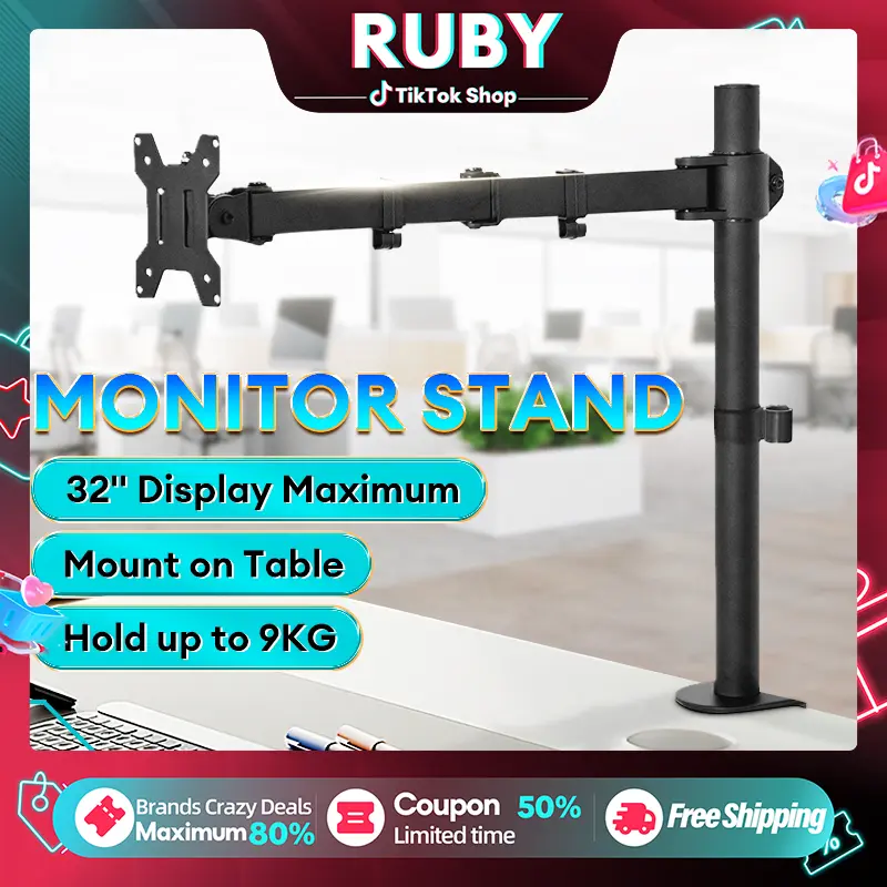 Monitor stand bracket monitor 17"-32" single monitor stand ARM Mount Desk Stand Desk Mount monitor stand Braket Hitam  Computer Bahan logam, kualitas tinggi, penggantian kerusakan. Aksesoris Laptop Komputer 0