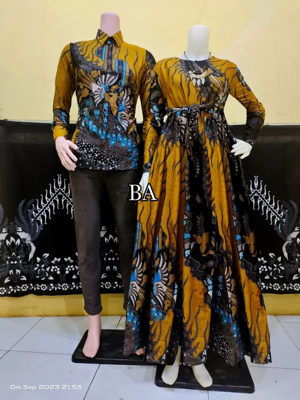 Batik Couple Kemeja Batik Gamis Batik Modern katun muslim Baju Wanita Pasangan Dress Motif Sarimbit Kondangan Keluarga Ibu Ibu Lebaran 1