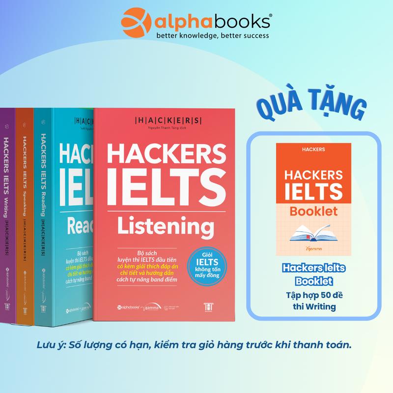 Sách - Combo/Lẻ 4 Cuốn Hackers IELTS (Listening + Speaking + Reading + Writing) - Alpha Books - TOP 100