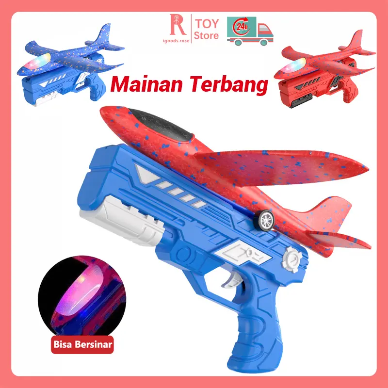 igoods.rose Mainan Terbang Luar Ruangan Anak-anak/Mainan Pesawat Busa/Mainan Luar Ruangan Pesawat Berlampu