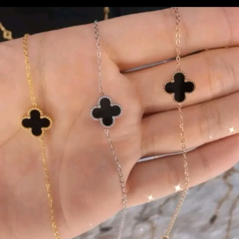 [HANO Accessories] - Gelang Bunga Clover Hitam  Polos / Clover Bracelet / Simple Bracelet / Black Clover Bracelet / Gelang Clover 3