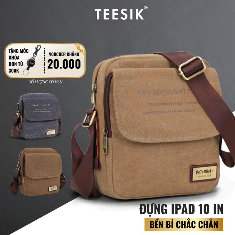 Túi đeo chéo nam TEE SIK túi chéo nam vải bố canvas đựng ipad 10 inch nhiều ngăn bag đeo vai TS41