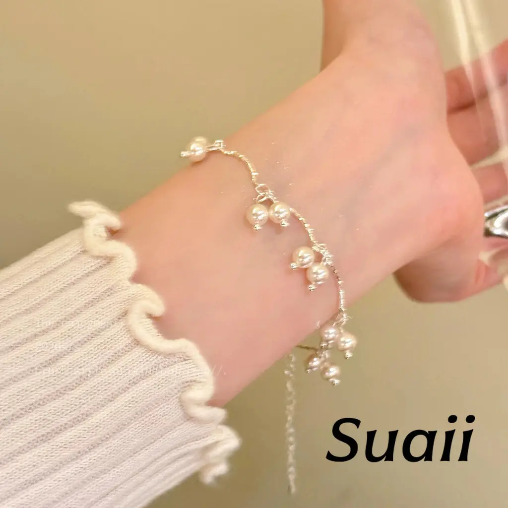 [Suaii] Gelang mutiara butiran bulat kilau alami desain sederhana nyaman dipakai kualitas bagus E319