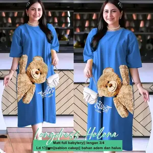 Daster Kaos Karakter // Longdress Helen // Dress Wanita