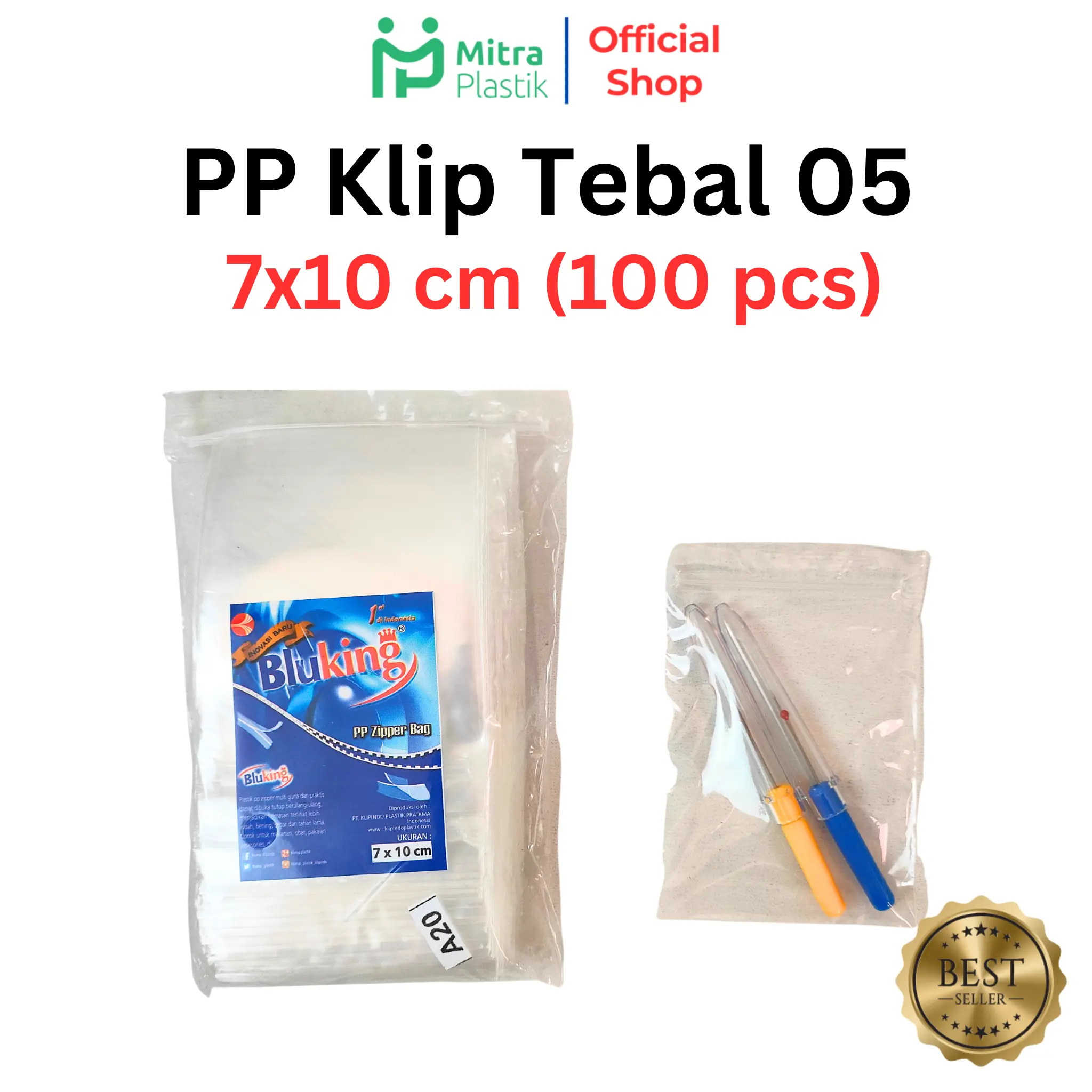 Plastik PP Klip 7x10 Tebal 50 Micron Kemasan Snack BluKing Zip Lock Zipper 7 x 10 Bungkus Keripik Kacang Cemilan Basreng