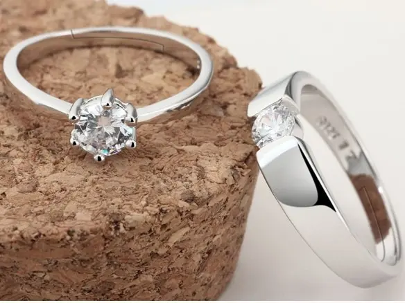 Ranier Verena Cincin Couple Pasangan Estetik Hadiah Perempuan Titanium Silver Jewellery Elegant Adjustable Rings Berlian Permata 2