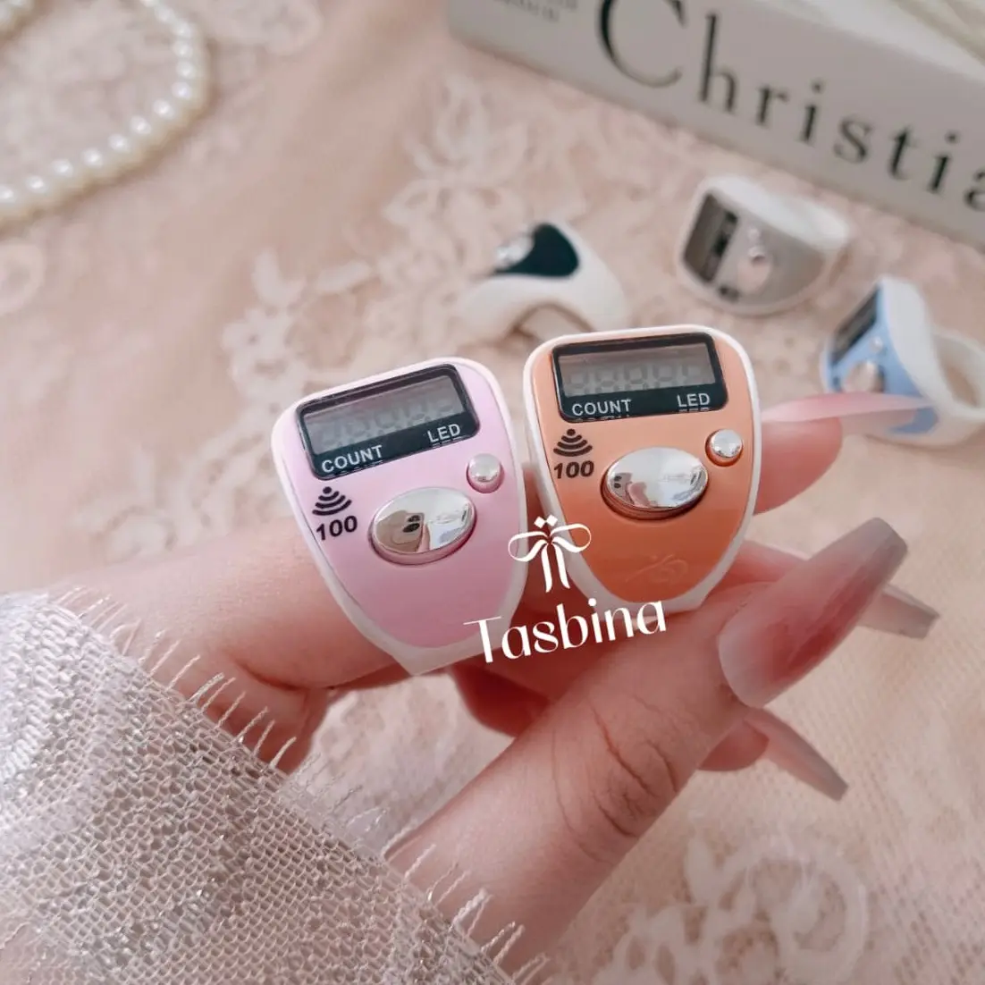 TASBINA - GAZZA JIXIN ALARM 2 WARNA Tasbih Digital Jari LED Original | Penghitung Dzikir Praktis dan Ringan