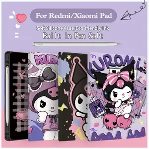 Case For redmi pad 2 /pad 11 se 11 /pad 10.6 /se 8 7 inch /pad 2 pro POCO PAD M1 / X1 11.2"Pad Pro12.1"xiaomi pad 8/7/ 6 /5 / 6s Pro-casing silikon lembut Anti Jatuh + Slot Pensil, Cover Hitam Bumper Pelindung Premium