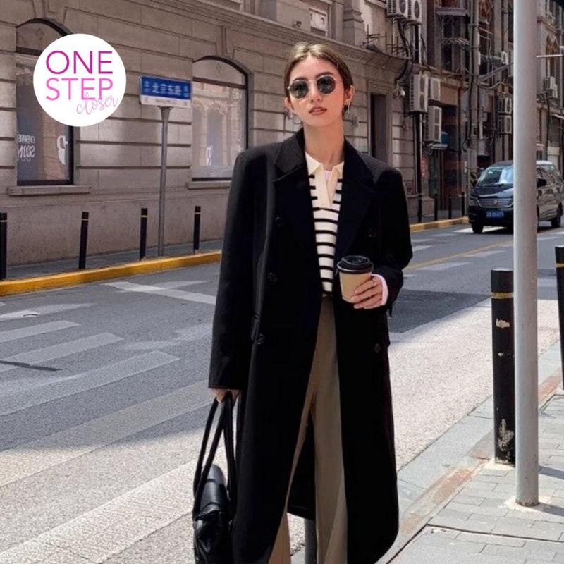 Long Coat Blazer Outer Outfit Musim Semi Korean Style (S2-014-Y22) Casual Jaket Panjang Basic Coklat 4