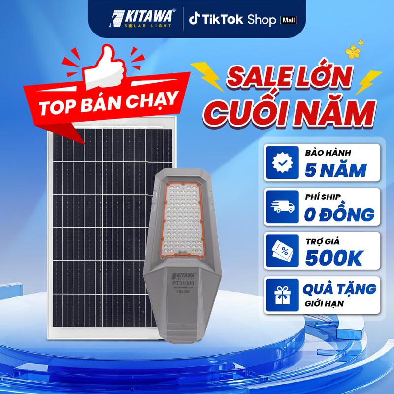  Đèn Đường Phi Thuyền Năng Lượng Mặt Trời 1000W KITAWA Chiếu Sáng Xuyên Đêm 
