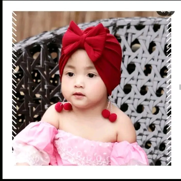 Turban Pita Anting/turban bayi pita anting Terlucu topi perempuan 6–12 0