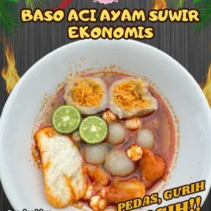 1 BKS Baso aci ayam suwir ekonomis enak pedas gurih