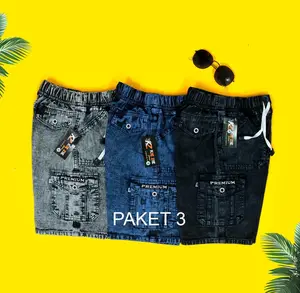 (PAKET HEMAT 3 PCS) Celana Jeans Cargo Anak Laki-laki Usia 7-14 Tahun