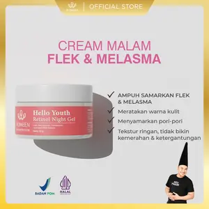 AFF - HIQWEEN Retinol Night Gel REFORMULA Cream Malam Retinol Penghilang Flek Hitam Melasma Niacinamide Mencerahkan Wajah Kusam Tranexamic