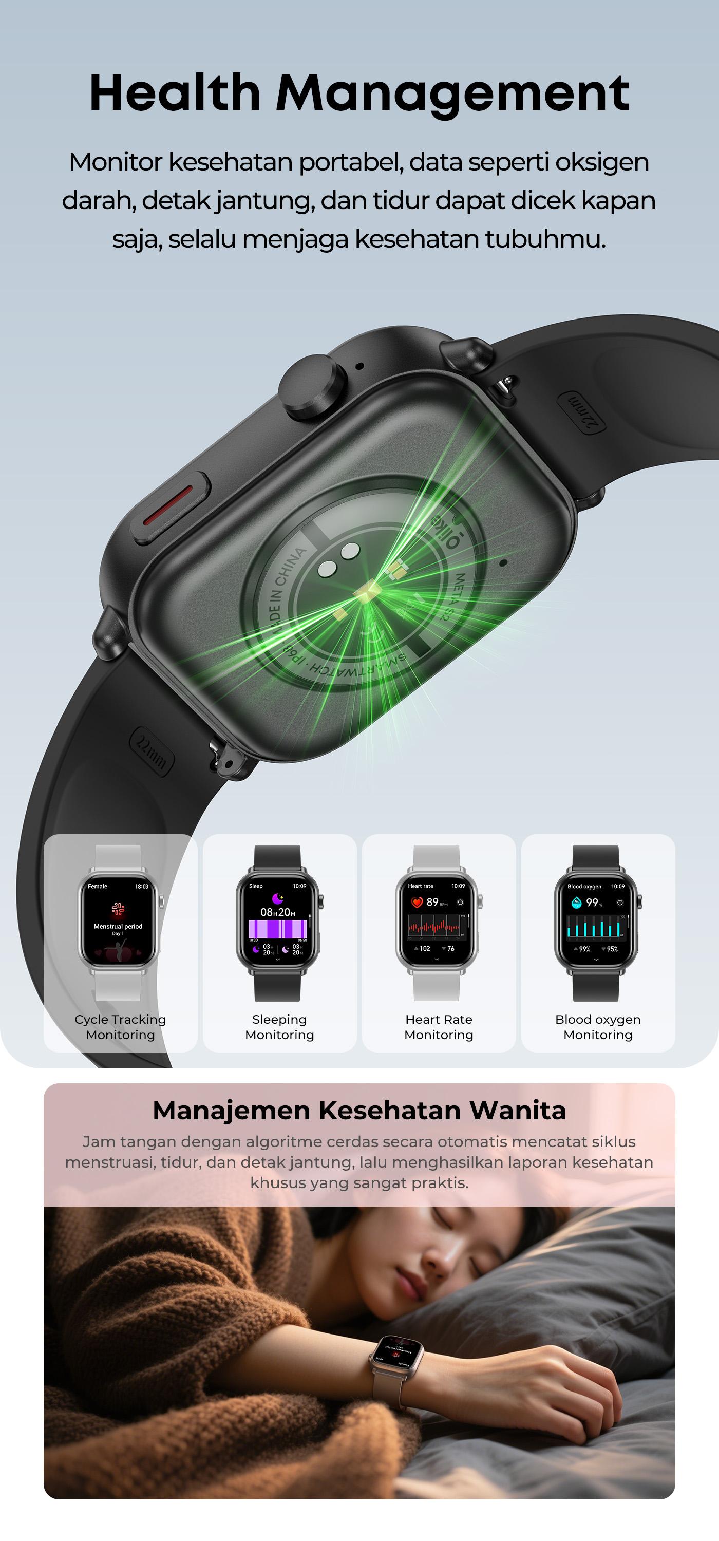 [EXCLUSIVE VANDA RAINY]Olike Smartwatch Meta S2 |1.83" HD Screen | Fast Charging | Strava Sync | IP68 Tahan Air  | Health & Sport Monitoring | Tarnish Silver | Garansi 1 Tahun