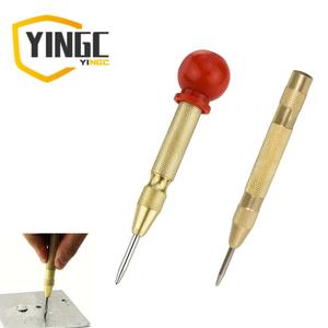 YC 1本 自動センターポンチ、12.7cmバネ式センターポンチ、テンション調整可能、赤ハンドル、金属、木材、プラスチック、その他家庭用品に最適、父親へのプレゼント用