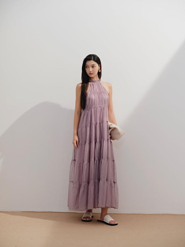 Đầm maxi cổ yếm sang trọng Amalie phù hợp đi tiệc đi du lịch OLV