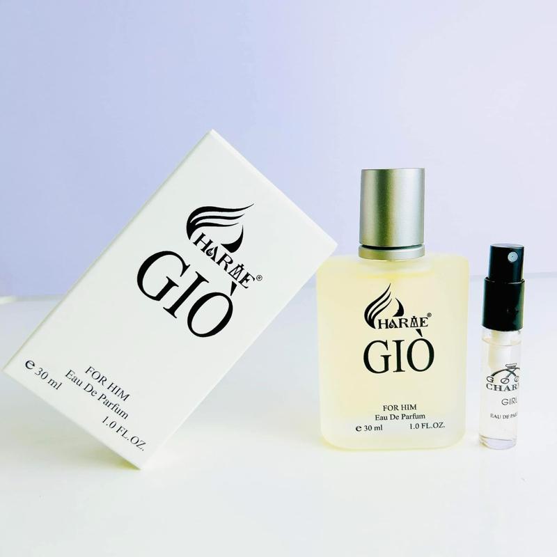 CHARME Perfume Giò - TANG 1 CHAI 3 mL Nước hoa nam 30ml, hương thơm thu hút, dễ chịu, tiện lợi khi di chuyển, phù hợp mọi hoàn cảnh, giải quyết mùi hôi, tạo ấn tượng tốt, tự tin hơn trong giao tiếp, Mua 1 tặng 1 chai 3ml!.