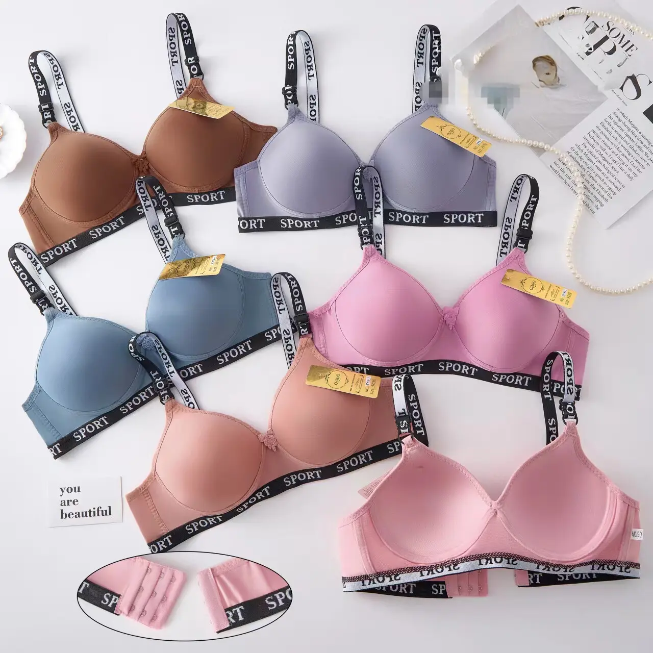 (5pcs) BRA / BH BUSA CUP B OIMIO SPORT TANPA KAWAT  WANITA  DEWASA/REMAJA