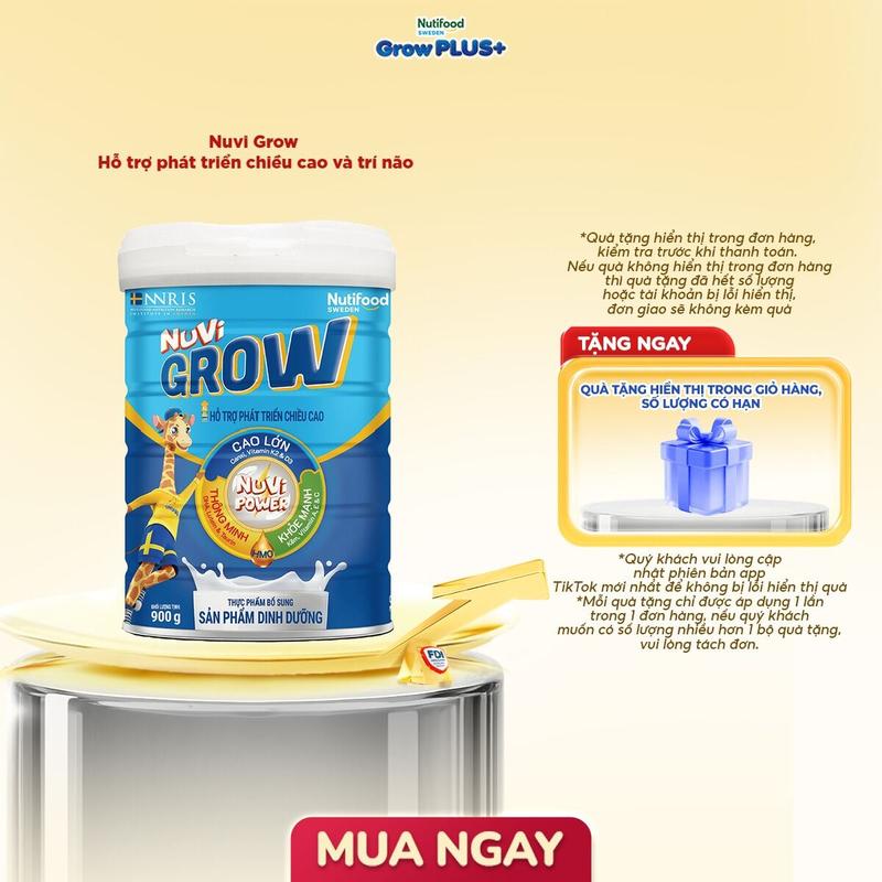 Sữa Bột Nuvi Grow - Phát triển chiều cao (Lon 900g)- Link chính