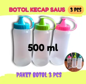 3 PCS BOTOL KECAP / BOTOL SAUS 500 ML  PAKET 3 PCS