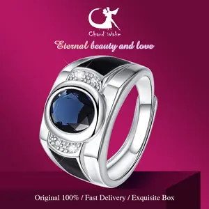 Chard Wake Cincin Pria Original  Perhiasan Cowok Dilapisi Platinum Zircon Adjustable Cowok CWR0100-Blue