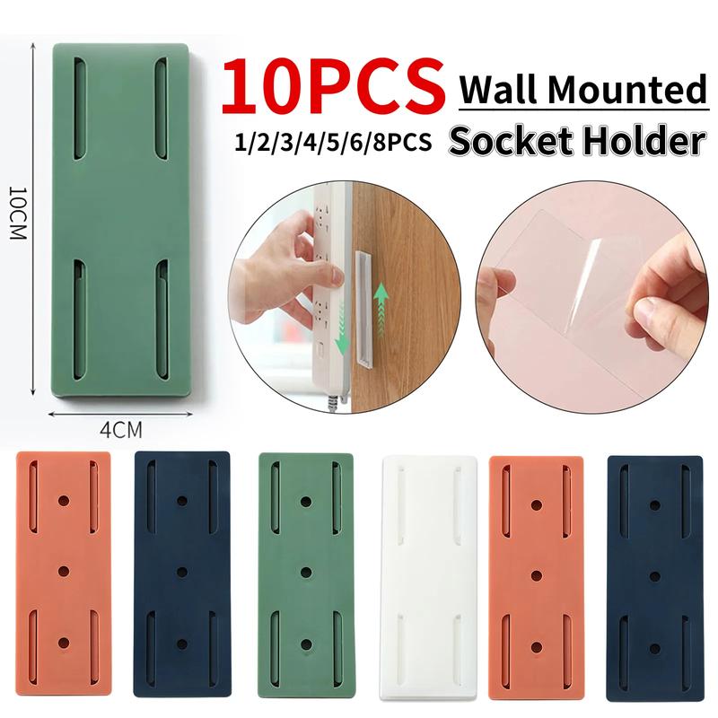 Wall Mounted Socket Holder Fixer Patch Self-Adhesive Power Socket Strip ...