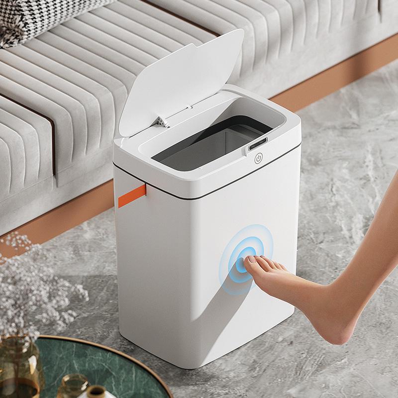 [ SG Stocks ] Automatic Sensor Trash Can, One-Click Packaging, Slim Edge, White, Rechargeable, DrawstringKitchen, Bathroom, Dining Room, Balcony, Small Area, Trash Bags, 5
